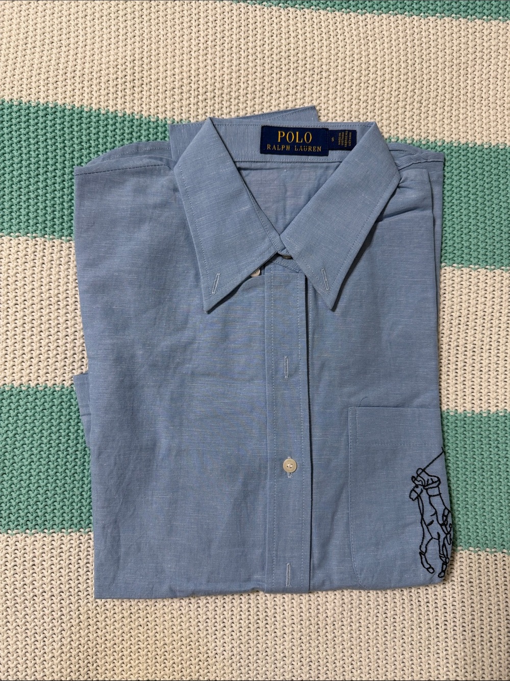 Polo by Ralph Lauren Light Blue Button-Down Shirt with Polo Player Embroidery
